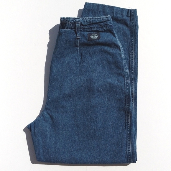 Dockers 90's Vintage Pleated Dark Wash High Rise Tapered Ankle Cut Mom Jeans 12 - Picture 1 of 14